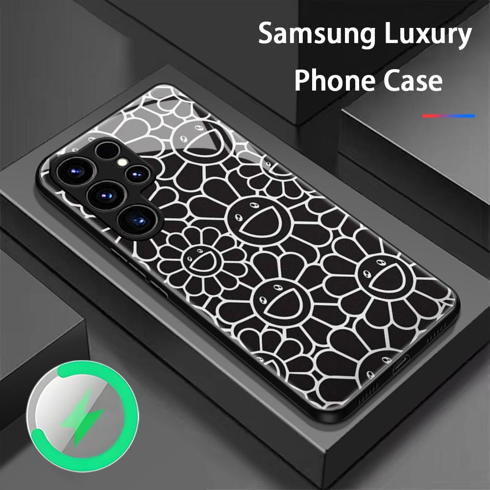 Phone Cases Amazon - جراب هاتف زجاجي مغناطيسي بتصميم زهرة