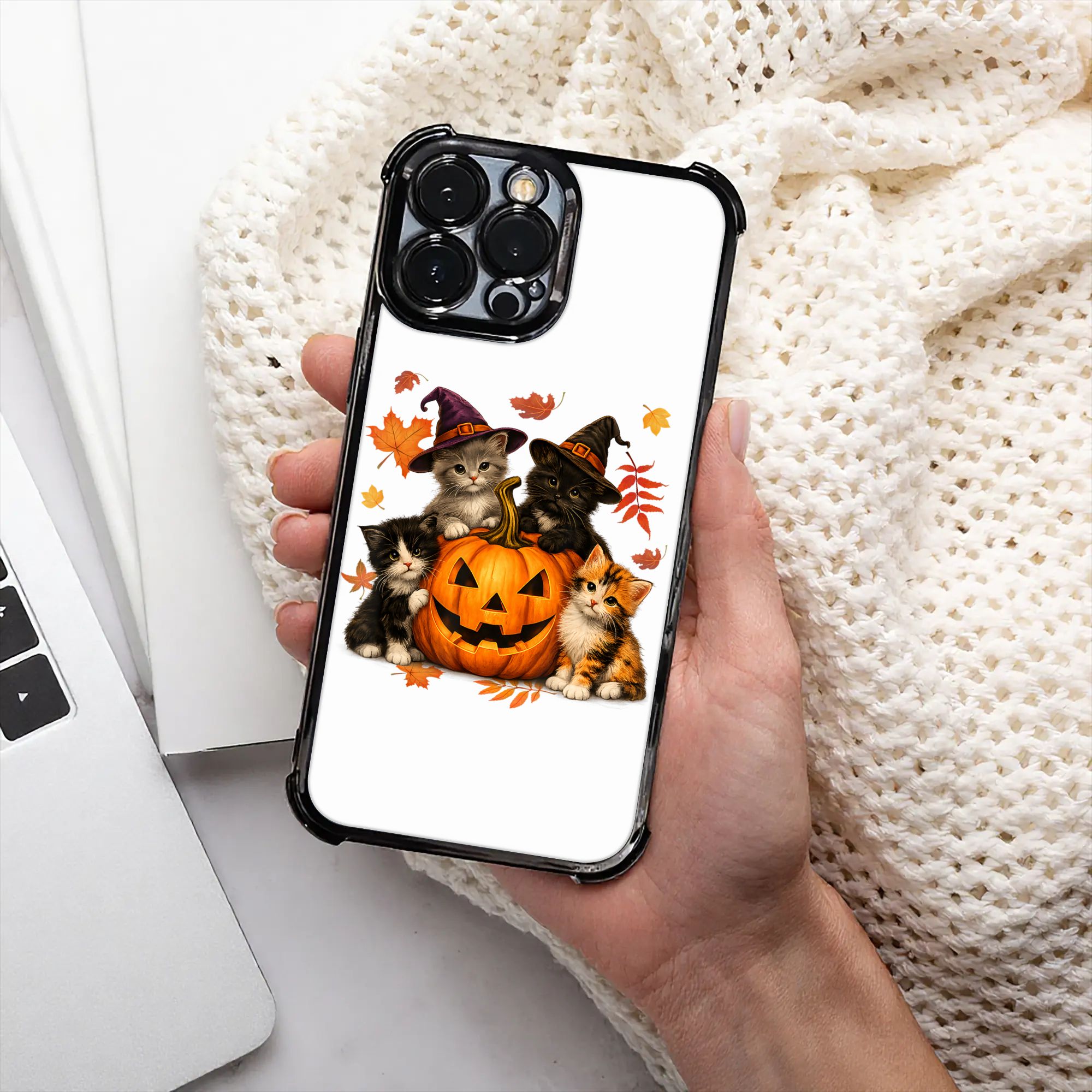 Phone Cases Kids - غطاء هاتف للهالوين بتصميم قطط لطيفة
