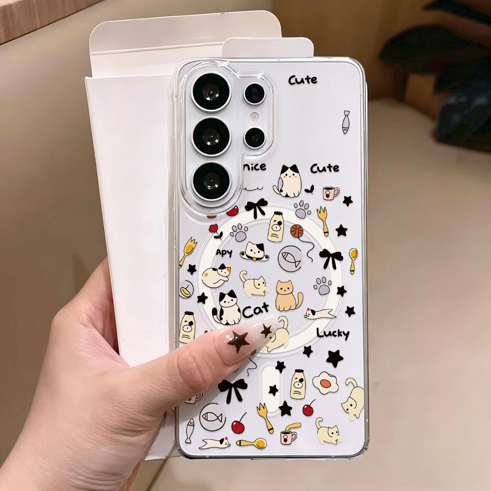 Phone Cases Galaxy A16 5G - جراب هاتف مغناطيسي بتصميم قطة لطيفة