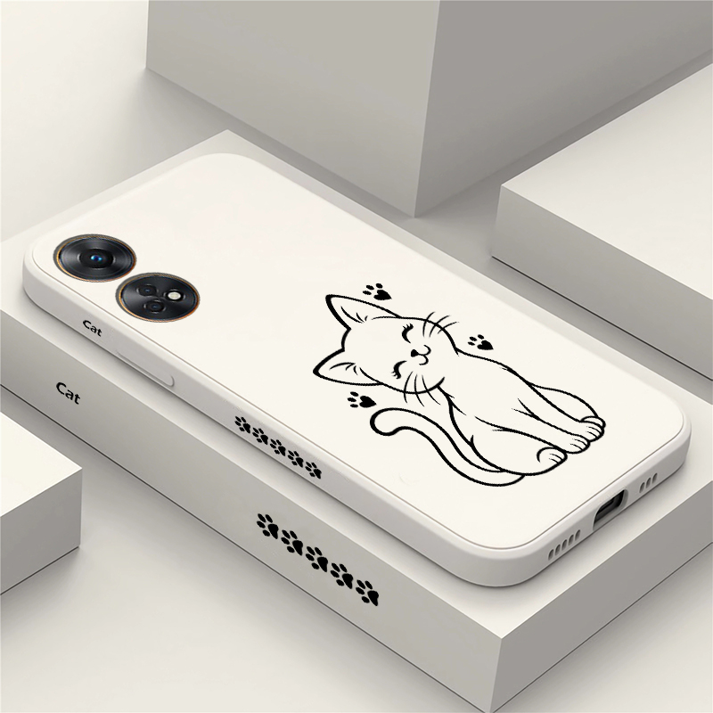 Phone Cases Drawing - جراب هاتف بتصميم خط رسم قطة