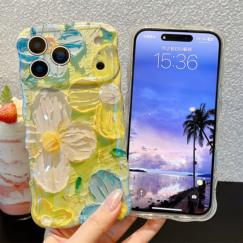 Phone Cases Drawing - غطاء هاتف أنيق بتصميم زهور مرسومة