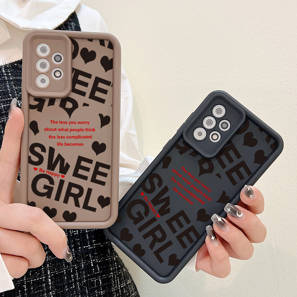 Phone Cases For Samsung A14 - غطاء سيليكون إبداعي بتصميم قلب الحب