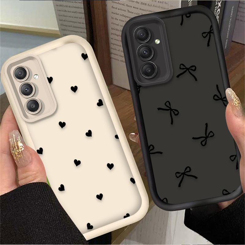 غطاء حماية أسود بتصميم قلب وعق - مراجعة Phone Cases For Samsung A14 وسعره